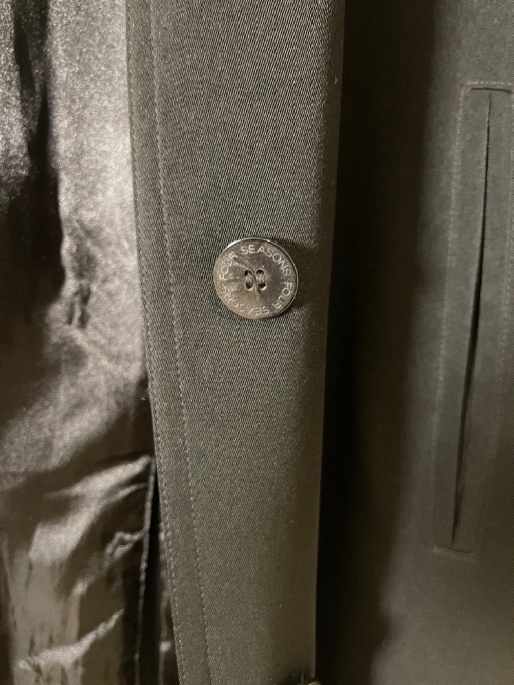 Four seasons london black long trench coat women M - Picture 7 of 12